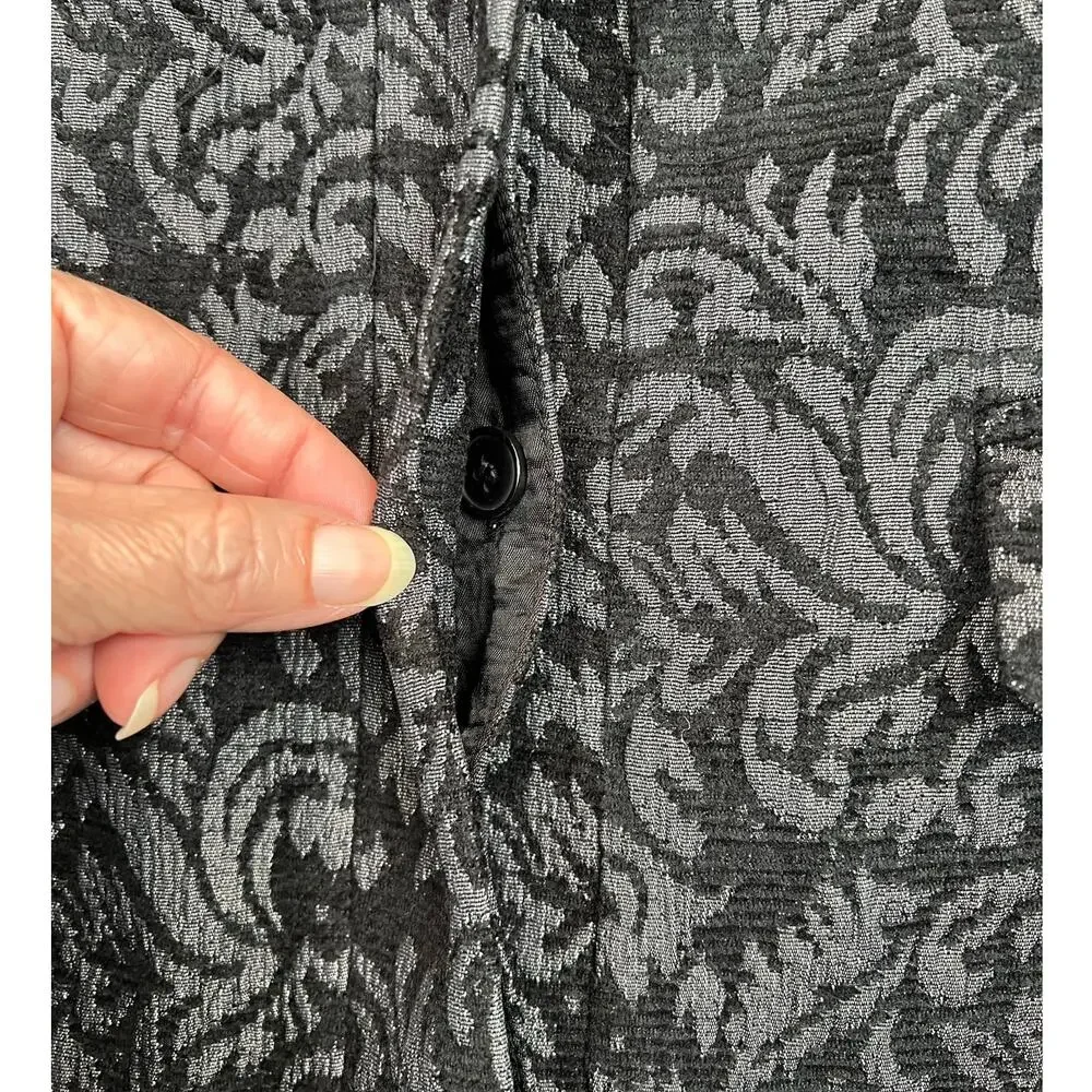 NWT Jones New York Y2K Black Gray Brocade Cropped Blazer Jacket - 10